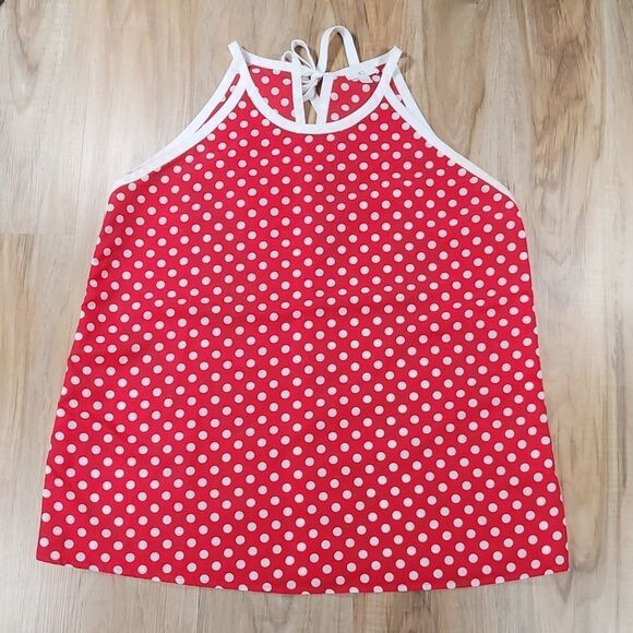 🔺️Charming Charlie Red Polka Dot Print Sleeveless Top Large - Picture 1 of 12